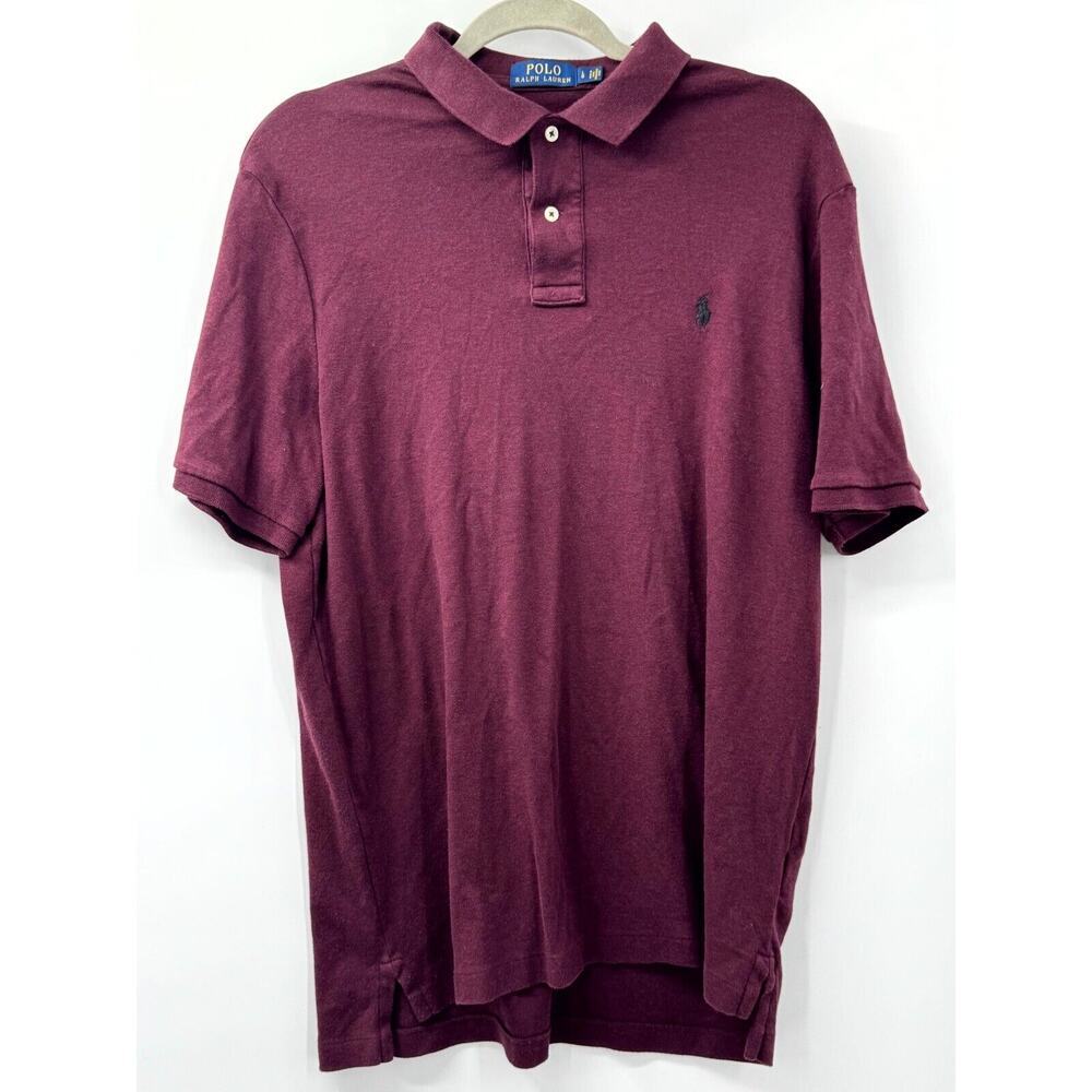 Polo Ralph Lauren Polo Shirt Mens Large Maroon 100% Cotton Short Sleeve Collared